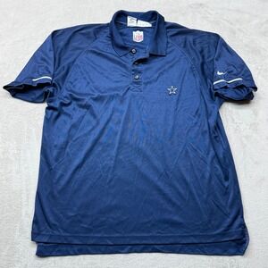 VTG Nike Dallas Cowboy Polo Shirt Mens Large Navy NFL Pro Line Star Football NFL